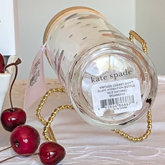 Kate Spade Vintage 🍒 Cherry Dot Lg Cooler, Lunch Tote & Matching Glass Tumbler - Picture 7 of 8